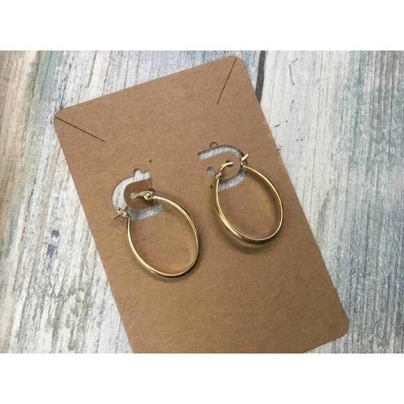 Gold Plated Sterling Silver Hoop Earrings - Picture 1 of 3